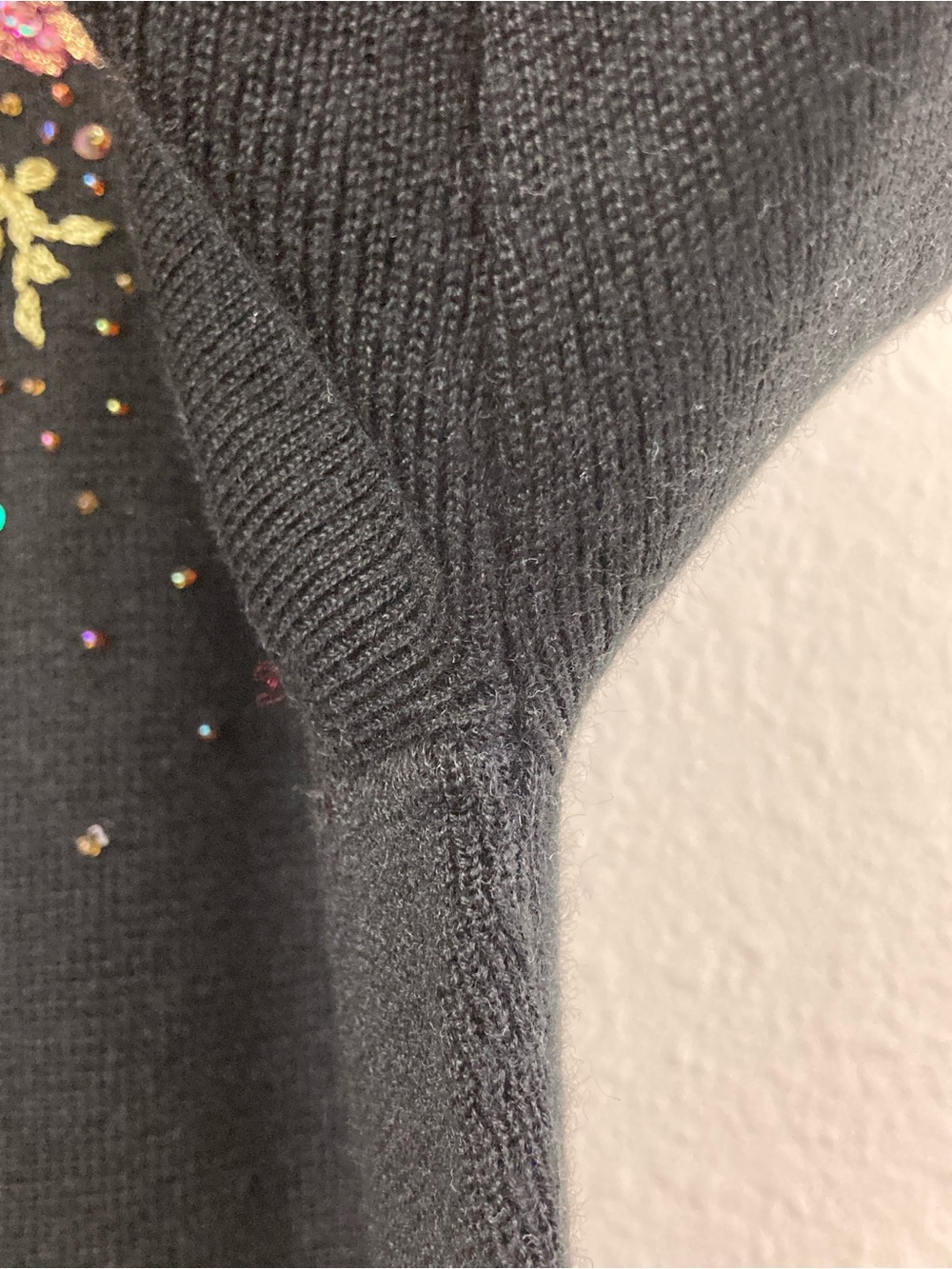 Ronglan Black Embroidered Beaded Sweater Mock Neck Long Sleeve - Picture 4 of 12